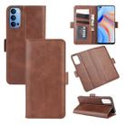 For Oppo Reno 4 5G Dual-side Magnetic Buckle Horizontal Flip Leather Case with Holder & Card Slots & Wallet(Brown) - 1
