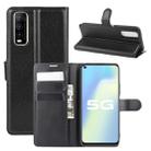 For Vivo Y70s Litchi Texture Horizontal Flip Protective Case with Holder & Card Slots & Wallet(Black) - 1