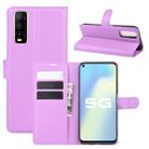 For Vivo Y70s Litchi Texture Horizontal Flip Protective Case with Holder & Card Slots & Wallet(Purple) - 1