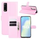 For Vivo Y70s Litchi Texture Horizontal Flip Protective Case with Holder & Card Slots & Wallet(Pink) - 1