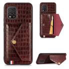 For Xiaomi Mi 10 Lite 5G Crocodile Pattern PU+TPU+PVC Shatter-resistant Mobile Phone Case with Magnetic Invisible Holder & Holder & Card Slots(Brown) - 1