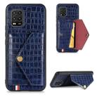 For Xiaomi Mi 10 Lite 5G Crocodile Pattern PU+TPU+PVC Shatter-resistant Mobile Phone Case with Magnetic Invisible Holder & Holder & Card Slots(Sapphire Blue) - 1