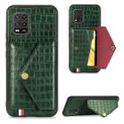 For Xiaomi Mi 10 Lite 5G Crocodile Pattern PU+TPU+PVC Shatter-resistant Mobile Phone Case with Magnetic Invisible Holder & Holder & Card Slots(Blackish Green) - 1