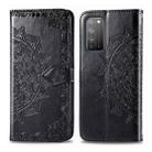 For Huawei Honor X10 Halfway Mandala Embossing Pattern Horizontal Flip Leather Case with Holder & Card Slots & Wallet & Photo Frame & Lanyard(Black) - 1