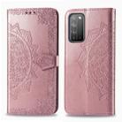 For Huawei Honor X10 Halfway Mandala Embossing Pattern Horizontal Flip Leather Case with Holder & Card Slots & Wallet & Photo Frame & Lanyard(Rose Gold) - 1