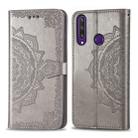 For Huawei Y6P Halfway Mandala Embossing Pattern Horizontal Flip Leather Case with Holder & Card Slots & Wallet & Photo Frame & Lanyard(Gray) - 1