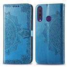 For Huawei Y6P Halfway Mandala Embossing Pattern Horizontal Flip Leather Case with Holder & Card Slots & Wallet & Photo Frame & Lanyard(Blue) - 1