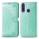 For Huawei Y6P Halfway Mandala Embossing Pattern Horizontal Flip Leather Case with Holder & Card Slots & Wallet & Photo Frame & Lanyard(Green) - 1
