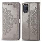 For OPPO A52 / A72 / A92 Halfway Mandala Embossing Pattern Horizontal Flip Leather Case with Holder & Card Slots & Wallet & Photo Frame & Lanyard(Gray) - 1