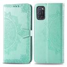 For OPPO A52 / A72 / A92 Halfway Mandala Embossing Pattern Horizontal Flip Leather Case with Holder & Card Slots & Wallet & Photo Frame & Lanyard(Green) - 1