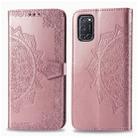 For OPPO A52 / A72 / A92 Halfway Mandala Embossing Pattern Horizontal Flip Leather Case with Holder & Card Slots & Wallet & Photo Frame & Lanyard(Rose Gold) - 1