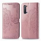 For OPPO Find X2 Lite / Reno 3 Halfway Mandala Embossing Pattern Horizontal Flip Leather Case with Holder & Card Slots & Wallet & Photo Frame & Lanyard(Rose Gold) - 1