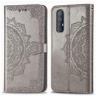 For OPPO Find X2 Neo Halfway Mandala Embossing Pattern Horizontal Flip Leather Case with Holder & Card Slots & Wallet & Photo Frame & Lanyard(Gray) - 1