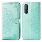 For OPPO Find X2 Neo Halfway Mandala Embossing Pattern Horizontal Flip Leather Case with Holder & Card Slots & Wallet & Photo Frame & Lanyard(Green) - 1