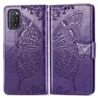 For OPPO A92 & A72 & A52 Butterfly Love Flowers Embossing Horizontal Flip Leather Case , with Holder & Card Slots & Wallet & Lanyard(Dark Purple) - 1