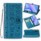 For Huawei Y8P / Enjoy 10s Lovely Cat and Dog Embossing Pattern Horizontal Flip Leather Case , with Holder & Card Slots & Wallet & Cartoon Clasp & Lanyard(Blue) - 1