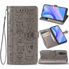 For Huawei Y8P / Enjoy 10s Lovely Cat and Dog Embossing Pattern Horizontal Flip Leather Case , with Holder & Card Slots & Wallet & Cartoon Clasp & Lanyard(Grey) - 1