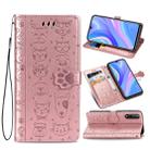 For Huawei Y8P / Enjoy 10s Lovely Cat and Dog Embossing Pattern Horizontal Flip Leather Case , with Holder & Card Slots & Wallet & Cartoon Clasp & Lanyard(Rose Gold) - 1