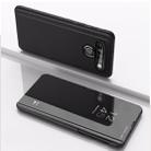 For LG K51S Plated Mirror Horizontal Flip Leather Case with Holder(Black) - 1