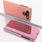 For LG K51S Plated Mirror Horizontal Flip Leather Case with Holder(Rose Gold) - 1