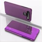 For LG K51S Plated Mirror Horizontal Flip Leather Case with Holder(Purple) - 1
