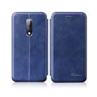 For OnePlus 6T / OnePlus 7 Integrated Electricity Pressing Retro Texture Magnetic TPU+PU Leather Case with Card Slot & Holder(Blue) - 1