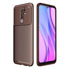 For Xiaomi Redmi 9 Carbon Fiber Texture Shockproof TPU Case(Brown) - 1