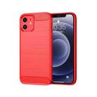 For iPhone 12 mini Brushed Texture Carbon Fiber TPU Case  (Red) - 1