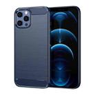 For iPhone 12 Pro Max Brushed Texture Carbon Fiber TPU Case(Navy Blue) - 1