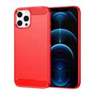 For iPhone 12 Pro Max Brushed Texture Carbon Fiber TPU Case(Red) - 1