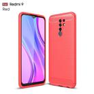 For Xiaomi Redmi 9 Brushed Texture Carbon Fiber TPU Case(Red) - 1