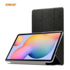 For Samsung Galaxy Tab S6 Lite P610 / P615 / Tab S6 Lite 2022 / P613 / P619 ENKAY 3-Fold Silk Texture Leather Smart Tablet Case(Black) - 1