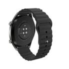 20mm For Huawei GT2 42mm Huami Mi Dynamic Youth Edition Reverse Buckle Wavy Silicone Watch Band(Black) - 1