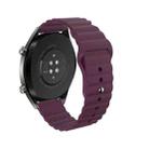 20mm For Huawei GT2 42mm Huami Mi Dynamic Youth Edition Reverse Buckle Wavy Silicone Watch Band(Purple) - 1