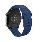 20mm For Huawei GT2 42mm Huami Mi Dynamic Youth Edition Reverse Buckle Wavy Silicone Watch Band(Blue) - 1