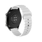 20mm For Huawei GT2 42mm Huami Mi Dynamic Youth Edition Reverse Buckle Wavy Silicone Watch Band(White) - 1