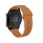 20mm For Huawei GT2 42mm Huami Mi Dynamic Youth Edition Reverse Buckle Wavy Silicone Watch Band(Brown) - 1