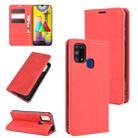For Samsung Galaxy M31 Retro-skin Business Magnetic Suction Leather Case with Holder & Card Slots & Wallet(Red) - 1