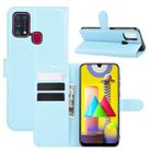 For Samsung Galaxy M31 Litchi Texture Horizontal Flip Protective Case with Holder & Card Slots & Wallet(Blue) - 1