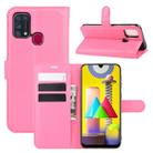 For Samsung Galaxy M31 Litchi Texture Horizontal Flip Protective Case with Holder & Card Slots & Wallet(Rose Red) - 1