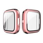 For Fitbit Versa 2 Plating PC Shell + Tempered Glass Film(Pink) - 1