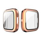 For Fitbit Versa 2 Plating PC Shell + Tempered Glass Film(Rose Gold) - 1
