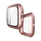 For Fitbit Versa 2 Fuel injection Frosted PC Shell + Tempered Glass Film(Rose Gold) - 1