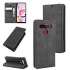 For LG K41S / K51S Retro-skin Business Magnetic Suction Leather Case with Holder & Card Slots & Wallet(Black) - 1