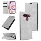 For LG K41S / K51S Retro-skin Business Magnetic Suction Leather Case with Holder & Card Slots & Wallet(Grey) - 1
