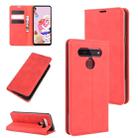 For LG K41S / K51S Retro-skin Business Magnetic Suction Leather Case with Holder & Card Slots & Wallet(Red) - 1