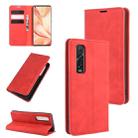 For OPPO Find X2 Pro Retro-skin Business Magnetic Suction Leather Case with Holder & Card Slots & Wallet(Red) - 1