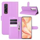 For OPPO Find X2 Pro Litchi Texture Horizontal Flip Protective Case with Holder & Card Slots & Wallet(Purple) - 1