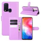 For Vivo Y50/Y30 Litchi Texture Horizontal Flip Protective Case with Holder & Card Slots & Wallet(Purple) - 1