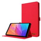 For Huawei MatePad T 8 Horizontal Flip TPU + Fabric PU Leather Protective Case with Card Slots & Holder(Red) - 1